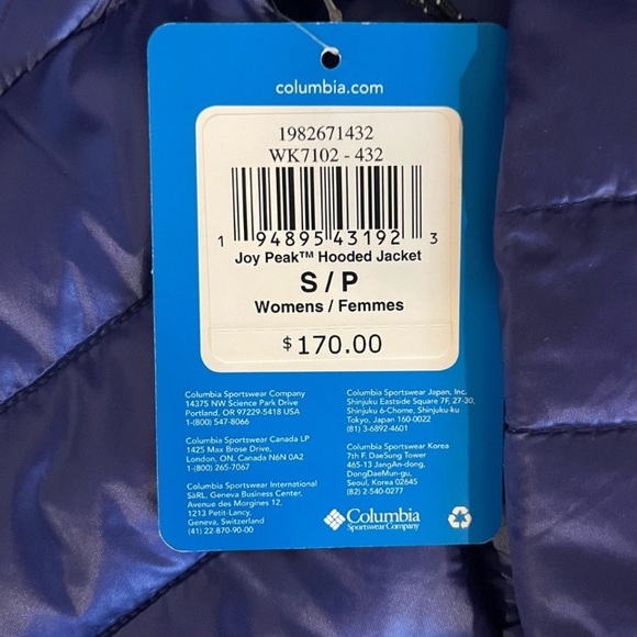 Columbia Women’s Joy Peak™ Hooded Jacket⎢DarkBlue⎢Small - Picture 2 of 8